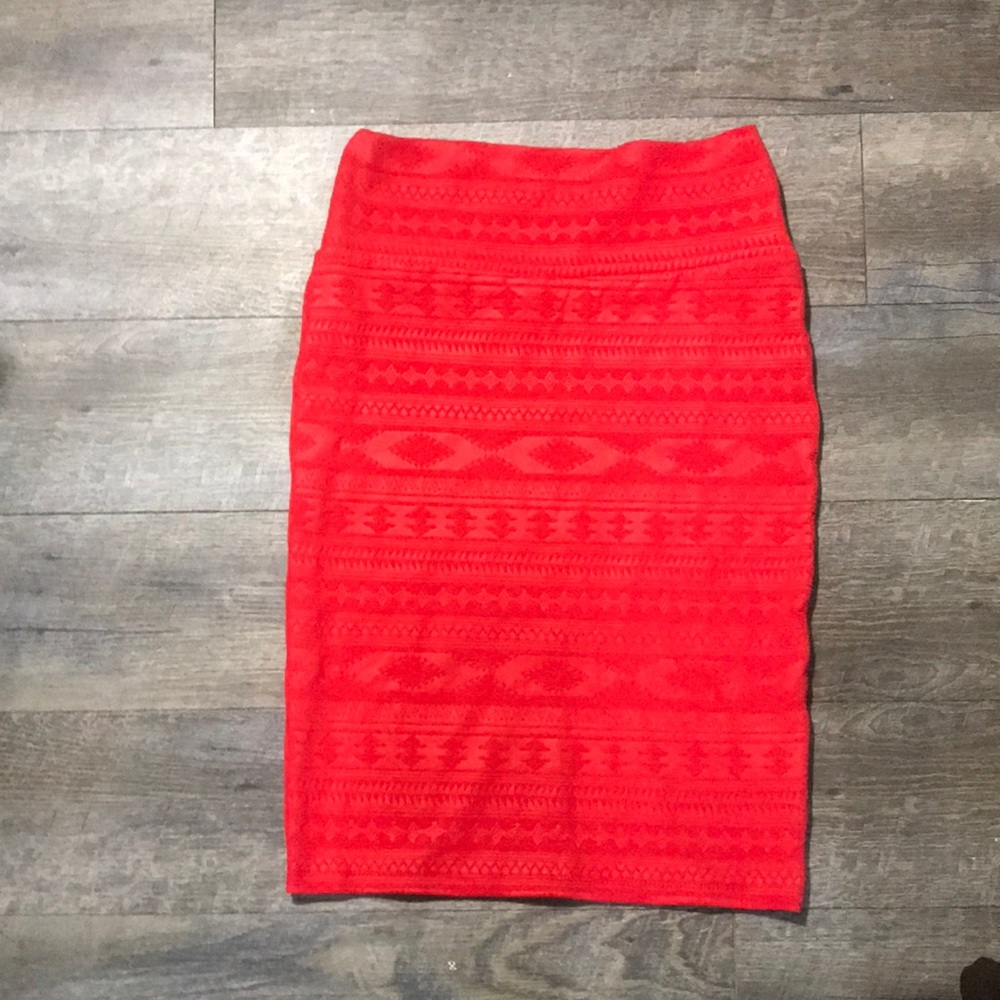 LulaRoe bright red Aztec print  Pencil skirt